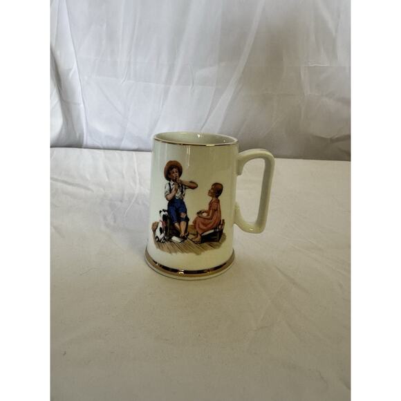 Norman Rockwell Museum Collectables Coffee Mugs Cups Gold Trim Set Of 5 - Picture 8 of 12